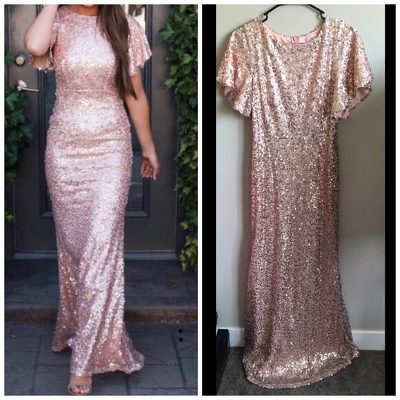 Pink Full Sequin Formal Gown- Size Large - Picture 2 of 6